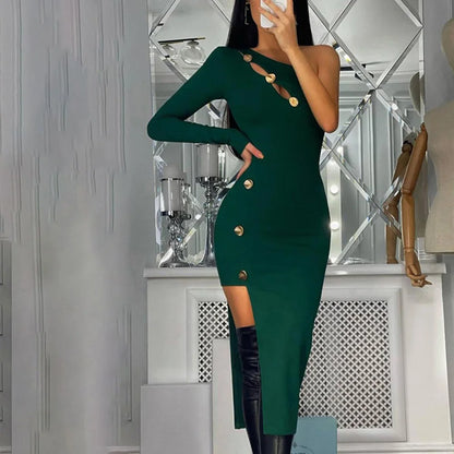 Robe Asymétrique Cocktail Vert Foncé chez Robe Asymétrique