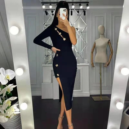 Robe Asymétrique Cocktail Noir chez Robe Asymétrique