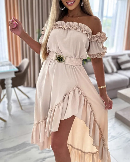 Robe Asymétrique Volant Rose chez Robe Asymétrique