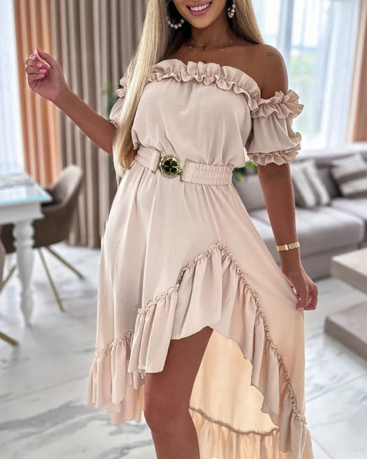 Robe Asymétrique Volant Rose chez Robe Asymétrique