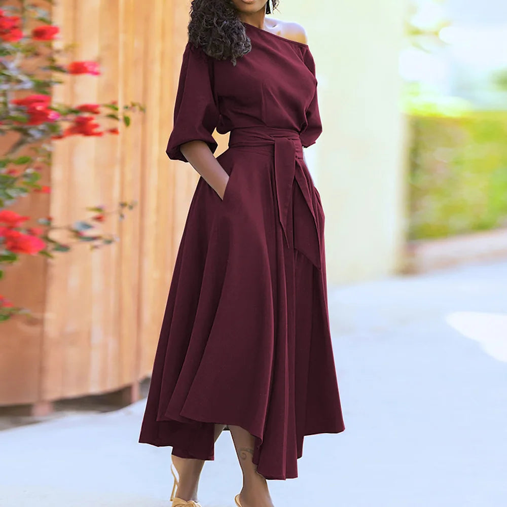 Robe Asymétrique Été Rouge Foncé chez Robe Asymétrique