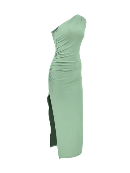 Robe Asymetrique Vert Sauge