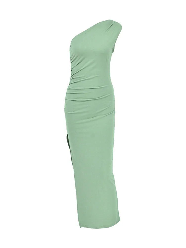 Robe Asymetrique Vert Sauge