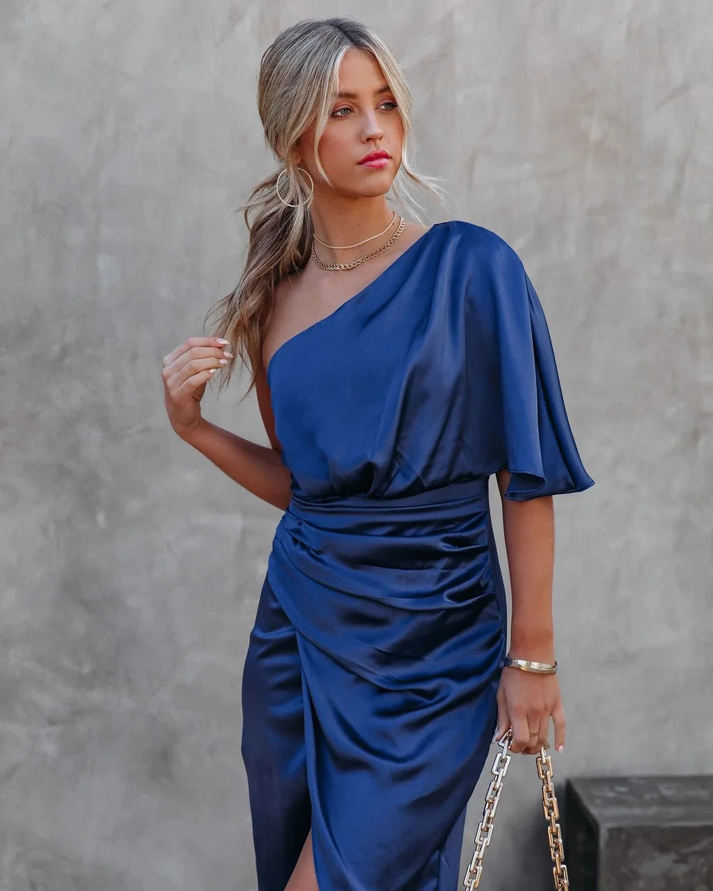 Robe Asymétrique Bleu